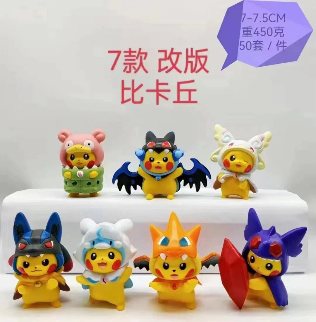 1Set Pocket Monsters Anime Figure Kawaii Pikachu In Disguise Action Figures PVC Adult Collection Model Dolls Toy Gift