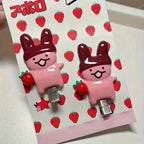 4Pc Strawberry Chocolate Bunny Hairpins Cute Cartoon Design Durable Plastic Hair Accessories Styling Fixed Decorative Hair Pinch