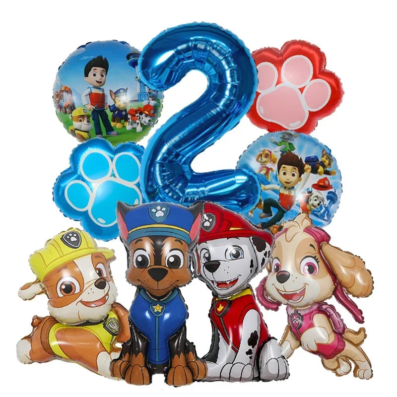 9pcs Cartoon Paw Patrol Dog Chase Balloon Birthday Decoration Number Aluminum Balloons Set Kids Party Supplies Gift Favor Decor