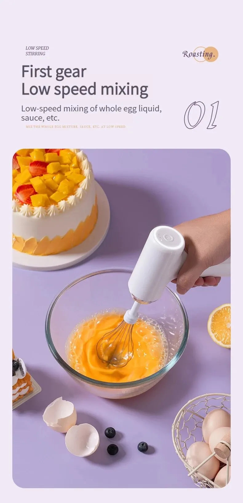 1pc Wireless Electric Food Mixer Portable 3 Speeds Egg Beater Baking Dough Cake Cream Milk Frothers Kitchen Tools