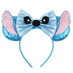 HEROCROSS Cute Stitch Headbands For Girls Sequins Bow Hairband Women Angel Headwear Kids Ears Hair Accessories Carnival Gift