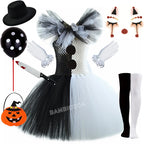 The Clown Costume Terrifier Art Girl Black White Fancy Tutu Dress Horror Joker Dress for Girls Halloween Carnival Party Costumes