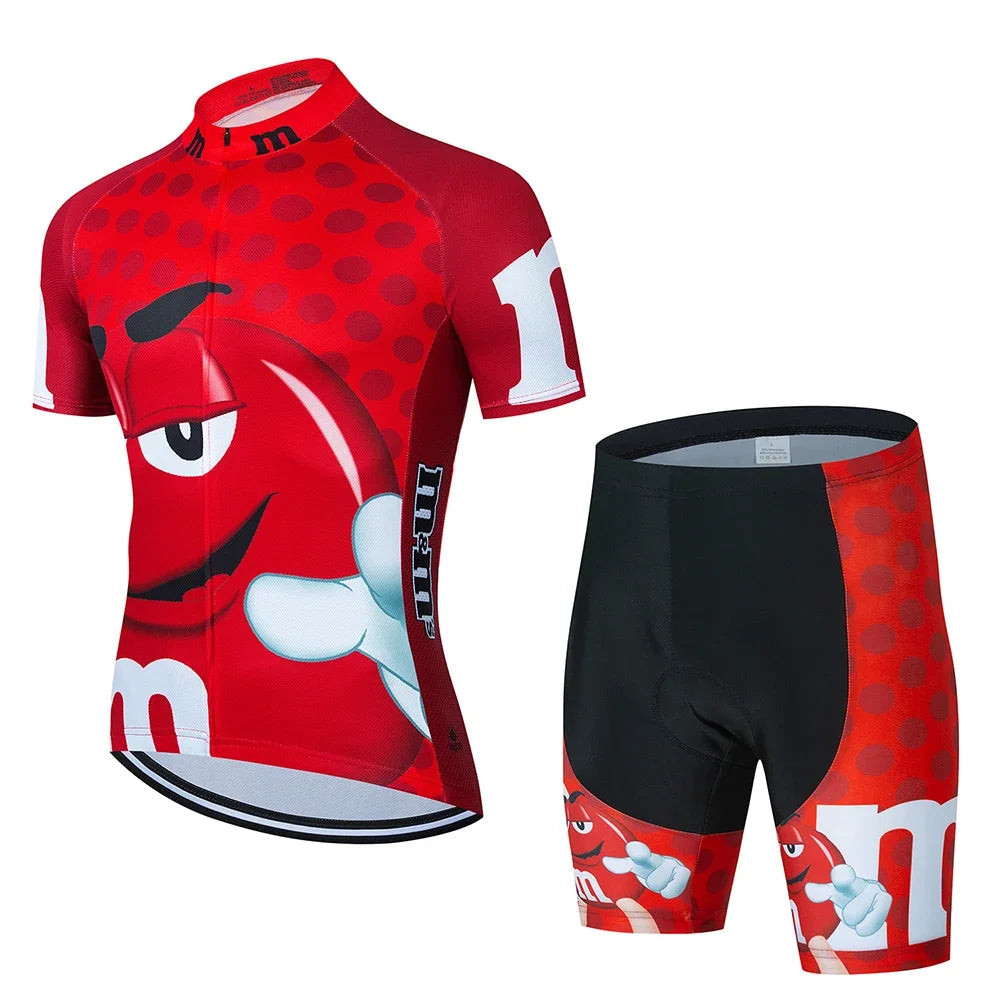 2024 Cartoon Cycling Clothing Men Short Sleeve MTB Ropa Ciclismo Breathable Summer Sportswear Outdoor Bicycle Clothes Bib Shorts