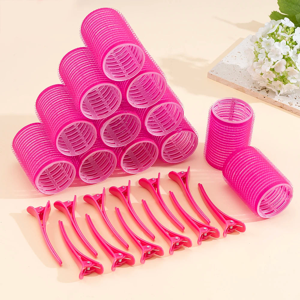 24pcs/Set Self Grip Hair Rollers No Heat Hair Clip Curlers Heatless Curls Hair Bangs Volume Self-adhesive Hook DIY Styling Tools
