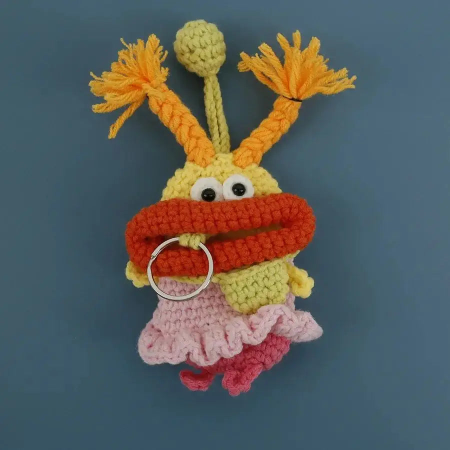 Funny Crochet Keychains Knitting Cute Sausage Mouth Doll Key Holder Knitted Storage Bag Keyrings For Car Keys Wholesale Custom