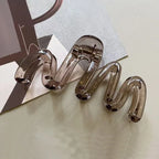 Women's Wavy High Glossy Amber Brown 11cm/4.33in Large Lightweight Plastic Hair Clip Elegant Minimalistic Hair Accessories