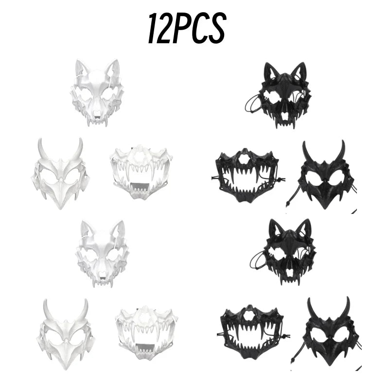 Halloween Carnival Party Mask Anime Dragon God Skeleton Half Face Masks Bone Skull Animals Mask Cosplay Dance Prom Costume Props