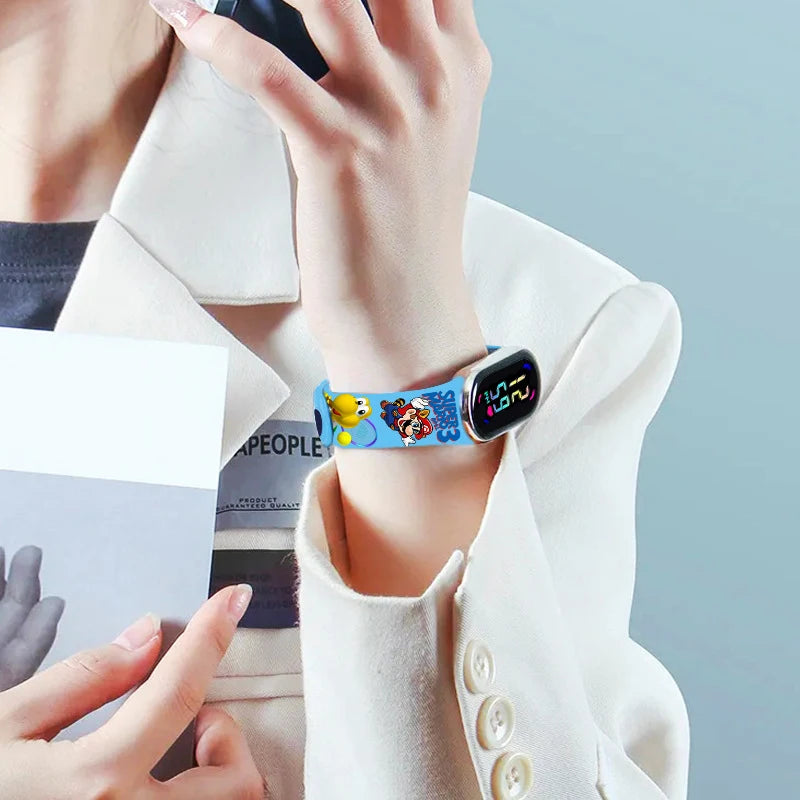 Mario Bros Digital Watch for Kids Waterproof Sport Wristband Luigi Princess Peach Yoshi Bowser Action Figures Children