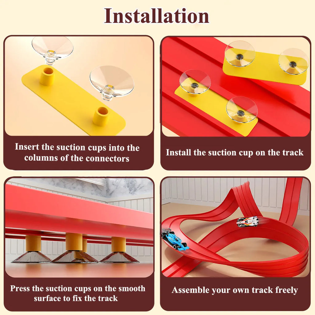 Net Bag/Box 13Ft/16.3Ft Flexible Track Toy & Mini Car DIY Competitive Rail Vehicle Game Educational Gift for Children Christmas