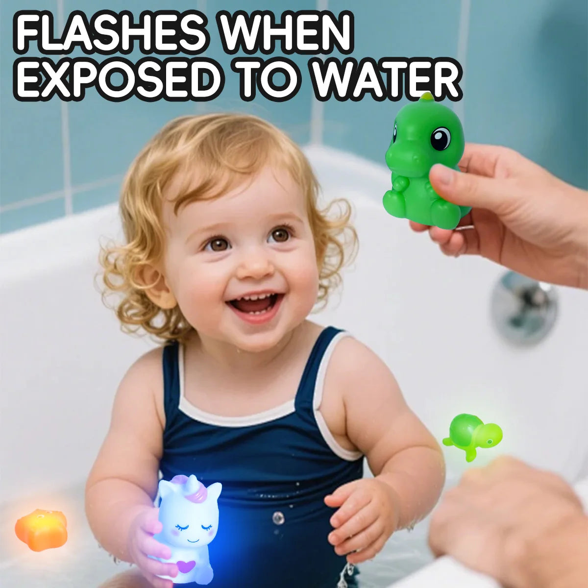 Glowable Animal Washing Water Set Floating Water Light Net Fishing Fish Playing Water Toys Children's Baby Bath Toys Floating