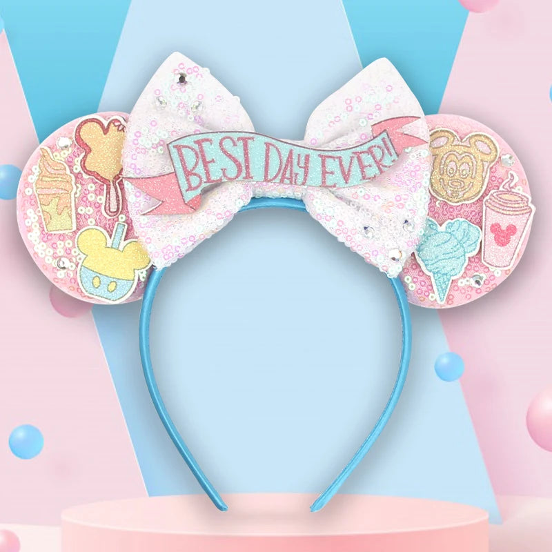 2026 Trip Mouse Ears Headband for Girls Women Sequin Castle 5"Bow Hairband Festival Party Cosplay DIY Hair Accessories