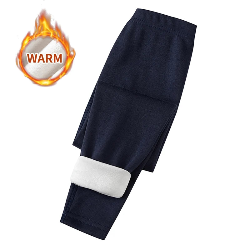 3/1 Piece Autumn And Winter Children Solid Color With Plush And Thickened Warm Leggings Girls' Safety Pants Boys' Home Pants
