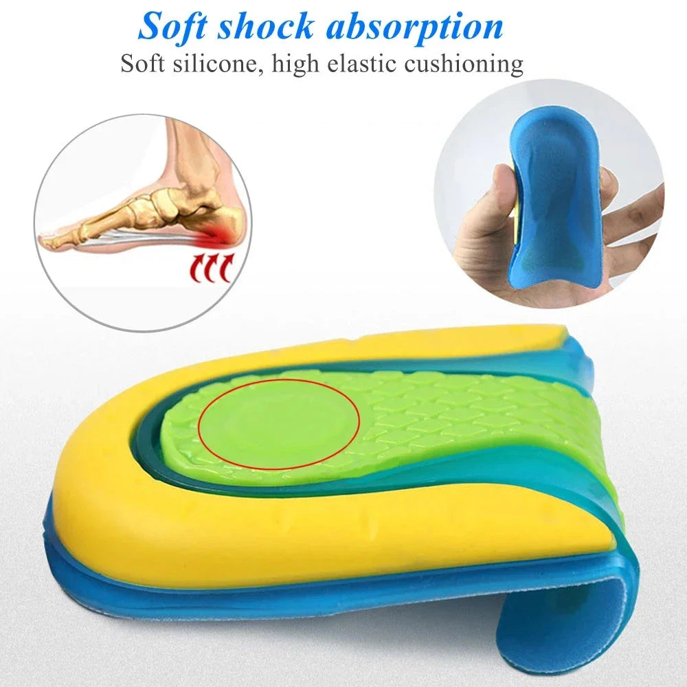 Silicone Gel Insoles for Heel Spurs Fascitis Plantar Pain Relief Treatment Inserts Heel Cup Cushion Height Increase Shoe Insoles