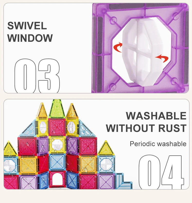 Magnetic Tiles for Kids Ages 3-5 4-8 Magnet Toys for 3 4 5 6 7 8+ Year Old Boys Girls Toddlers Magnetic Building Blocks Preschoo