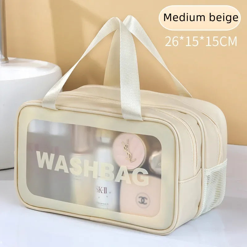 Dry & Wet Separation Transparent PU Makeup Bag