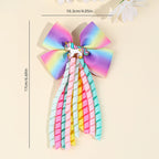 Sweet Unicorn Hair Clips For Girl Bow Barrette Cute Tassel Ribbon Curly Ponytail Hairpins Accessories