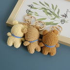 Cute Small Bear Doll Keychain For Couple Gifts Handmaking Crochet Cartoon Bear Keychain Knitting Animal Doll Custom Accessories