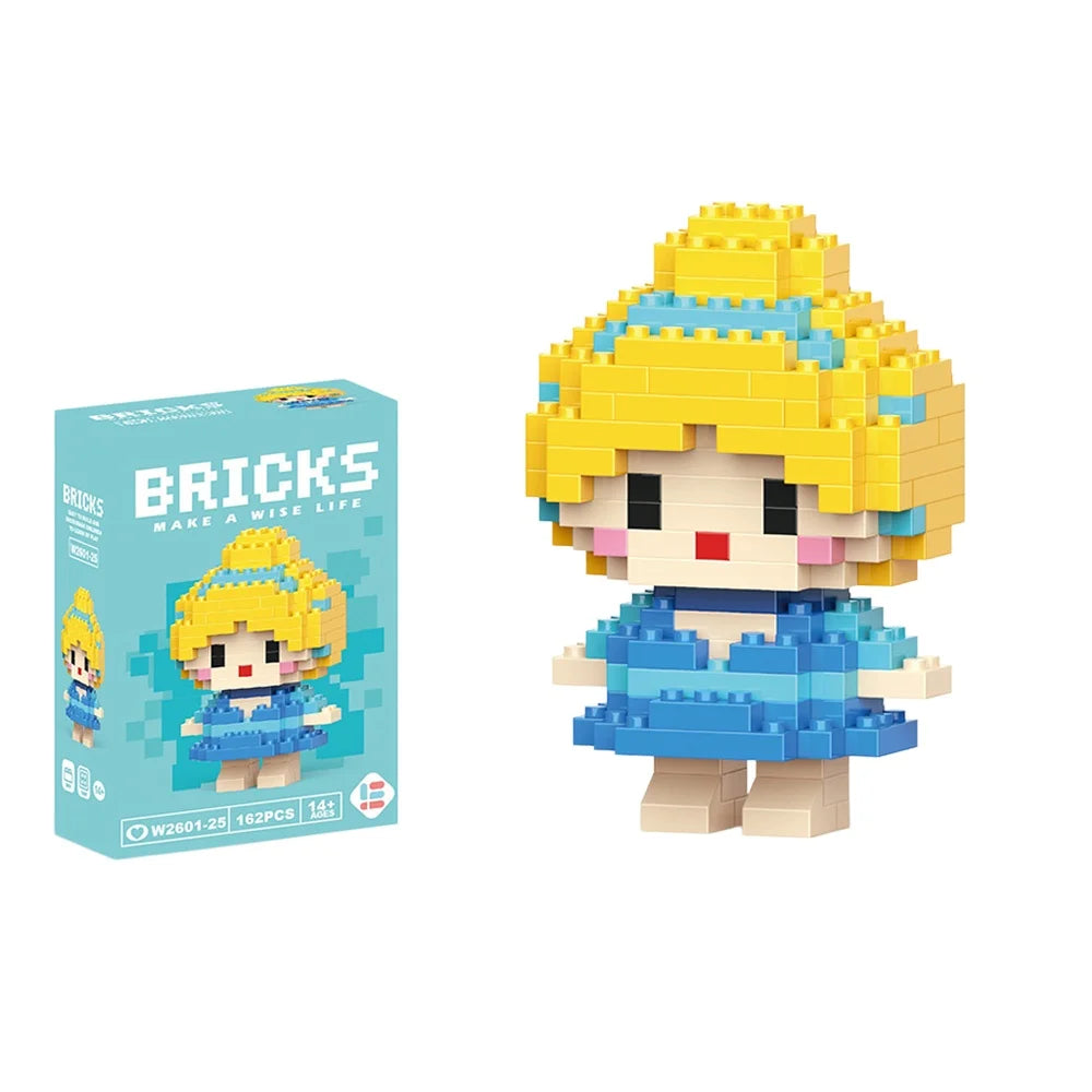 Disney 214 style Winnie LinaBell StellaLou Building Blocks Princess Cartoon Figrues Bricks Children's Assembly Toys Model Gift