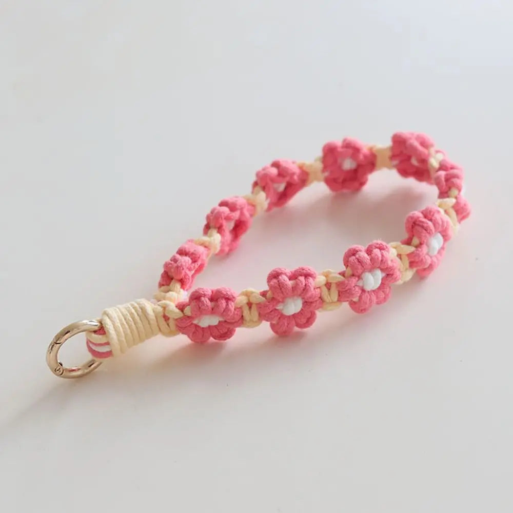 Korean Style Boho Phone Case Rope Keyring Bag Hanging Crochet Macrame Wristlet Phone Wristband DIY Craft Accessories