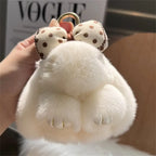 Plush Key Chains Bag Hanging Pendant Car Key Ring Mini Rabbit Hair Bow Bag Strap Cute Bunny Couple Keychain