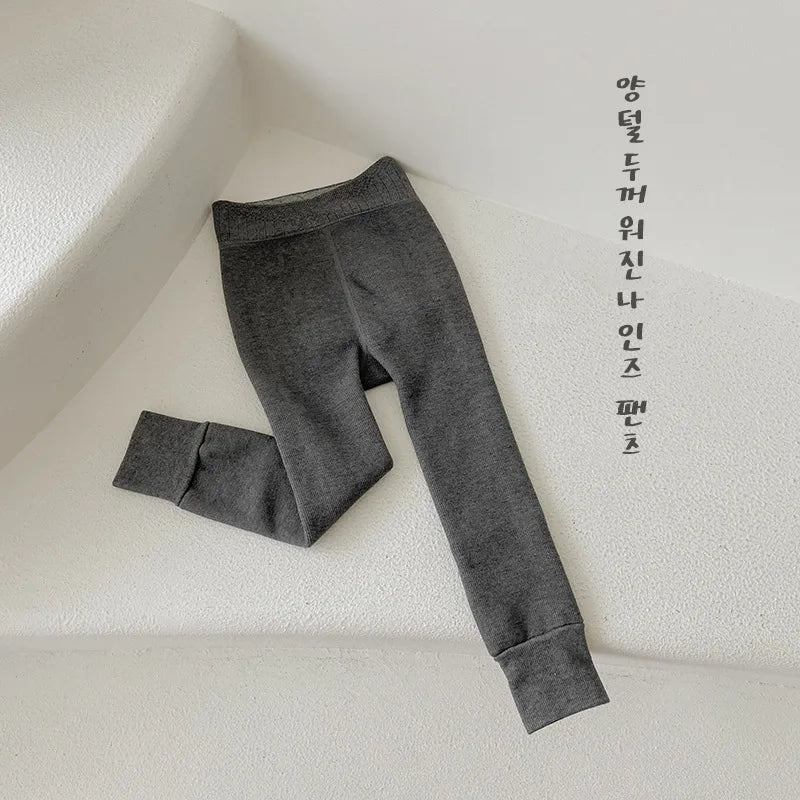 3-12 Years 2023 New Kids Pants Girls Tights Fur Lining Warm Pantyhose Children Skinny Leggings for Winter