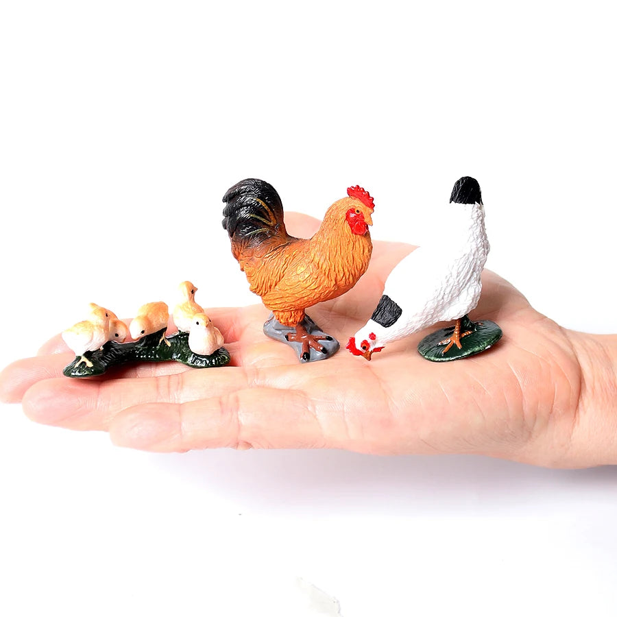 Simulation Mini  Farm Poultry Puppy Crocodile Pegasus Monkey Bird Wildlife Figurine Animal Model Sets Education Kid Toys