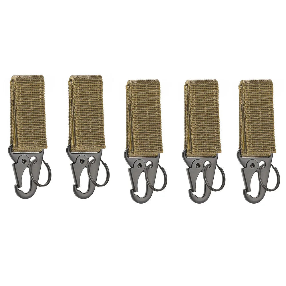 2/5 PCS.Tactical Hanging Buckle Molle Nylon Webbing Carabiner Belt Triangle Keychain for Outdoor Climbing Camping Tool Accessory