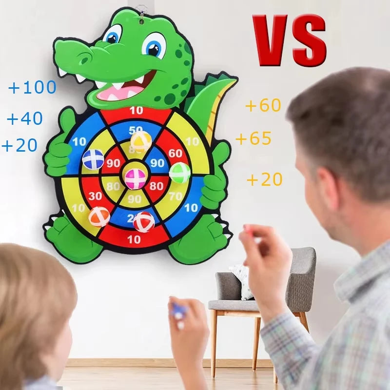Montessori Throw Dart Board Toy Sport Slingshot Target Sticky Ball Dartboard Educational Indoor Outdoor Game