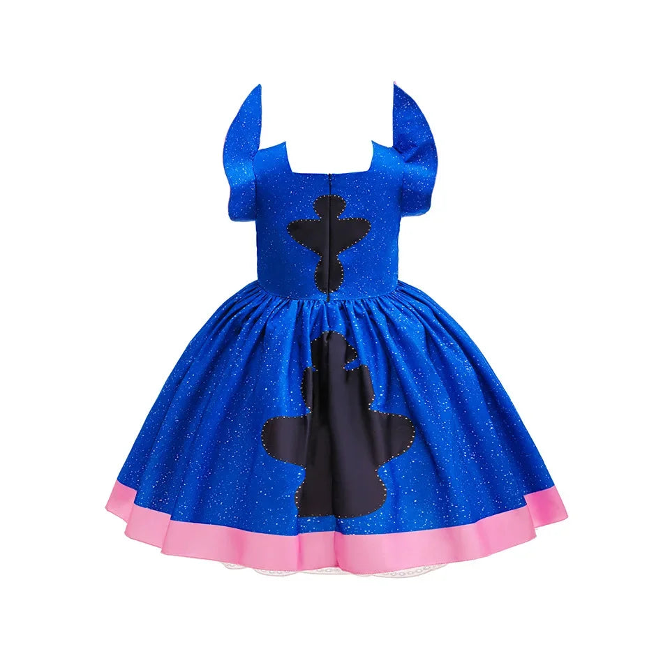 Girls Stitch Cosplay Dress Cute Cartoon Disney Movie Style Costume for Halloween Carnival Stage Performances & Kids' Dress-Up