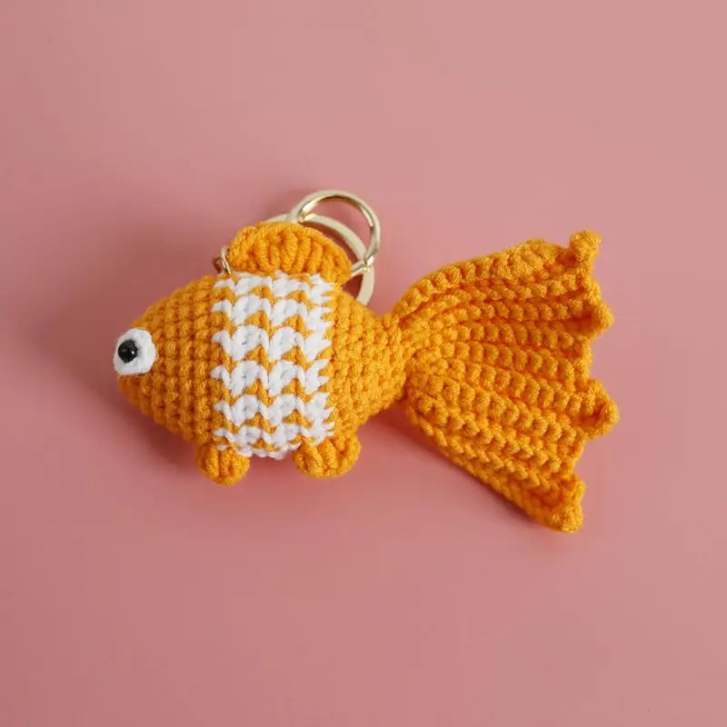 Ocean Series Animal Doll Crochet Keychain Handmaking Knitted Tropical Fish Keyrings Crochet Shark Doll Keychain Custom Accessory