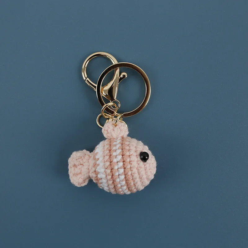 Unique Stingray Design Crochet Keychain Handmaking Knitted Fish Keyrings Cute Marine Series Knitting Keyrings Custom Accessories