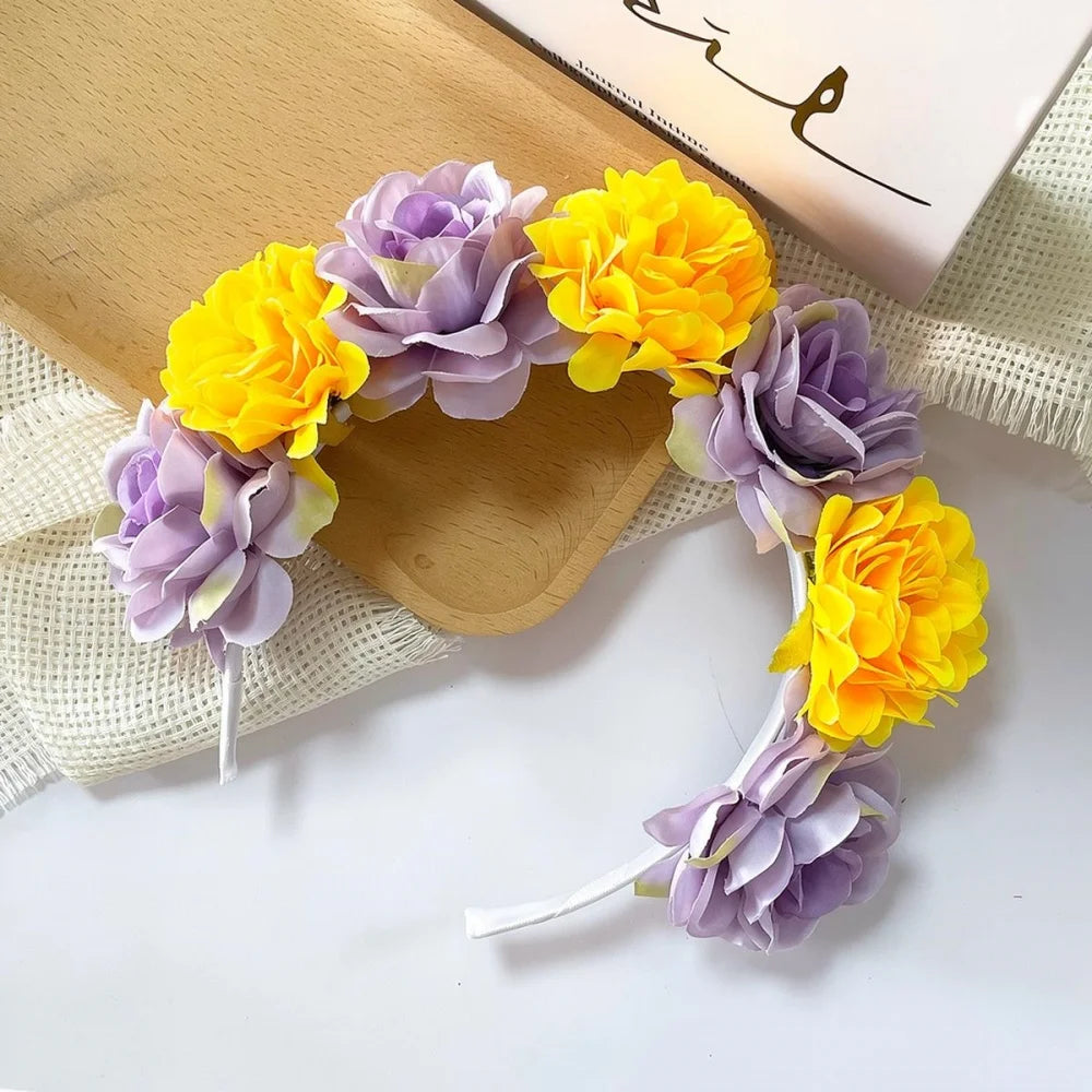 Artificial Floral Headband Flower Crown For Women Girls Bohemian Wedding Party Hair Accessories Boho Festival Photography Props