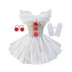 Halloween Grey Joker Costume for Kids Clown Cosplay Carnival Party Clothes Gray Children Girls Fancy Tulle Tutu Dresses
