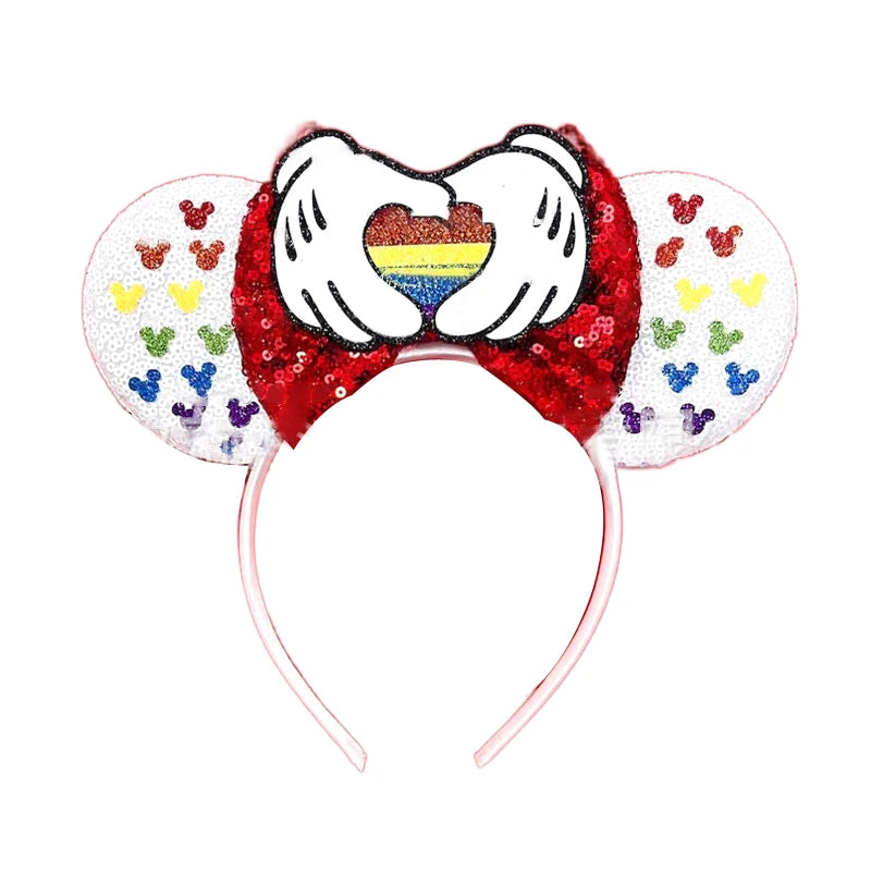 Mouse Ears Headband Cartoon Sequin Bows Headband Birthday Party Christmas Halloween Princess Cosplay Costume For Women Adult