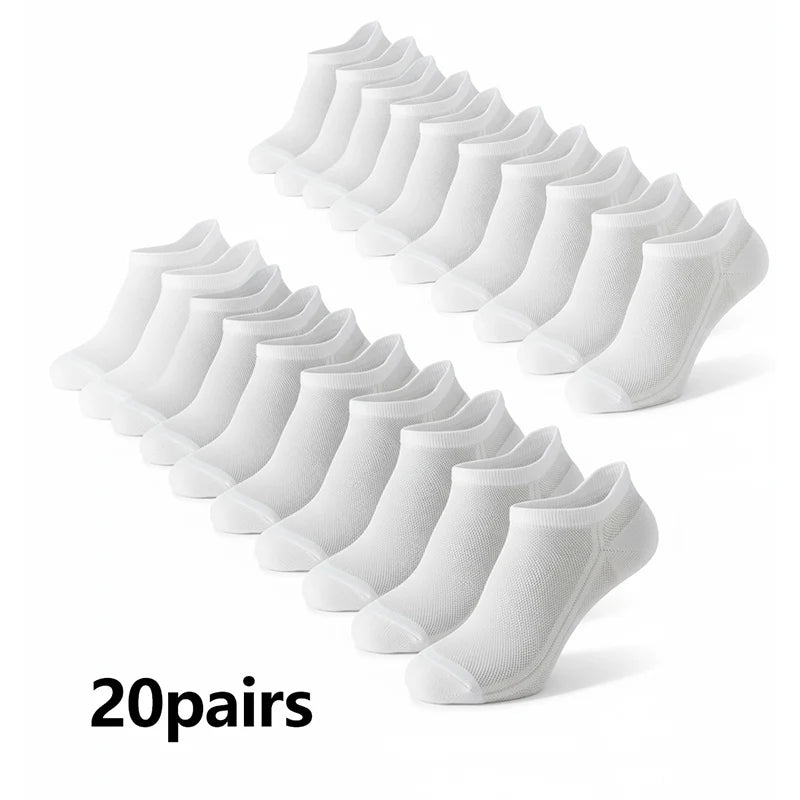 10/20 Pairs Men's Ankle Socks, Breathable Mesh Sports Socks, Casual Athletic Summer Thin Short Socks