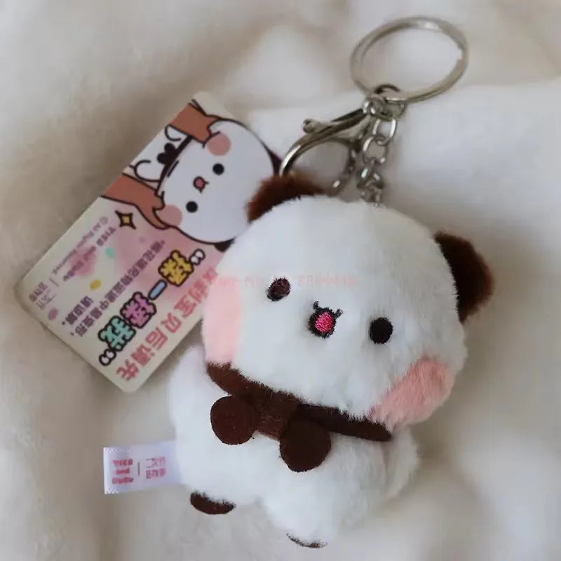 Cartoon Panda Bubu and Yier Keychain Pendant Dolls Cute Panda Bear Doll Keyring Handbag Decor Accessories Couple Gifts
