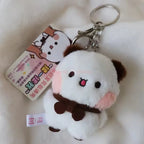 Cartoon Panda Bubu and Yier Keychain Pendant Dolls Cute Panda Bear Doll Keyring Handbag Decor Accessories Couple Gifts