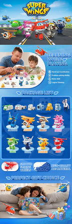 Super Wings Toys, Transformable Toys 2 Inch, Airplane Toy for Kids 3-5 Years Old, 15 Packs Transforming Jet Playset, Real Mobile
