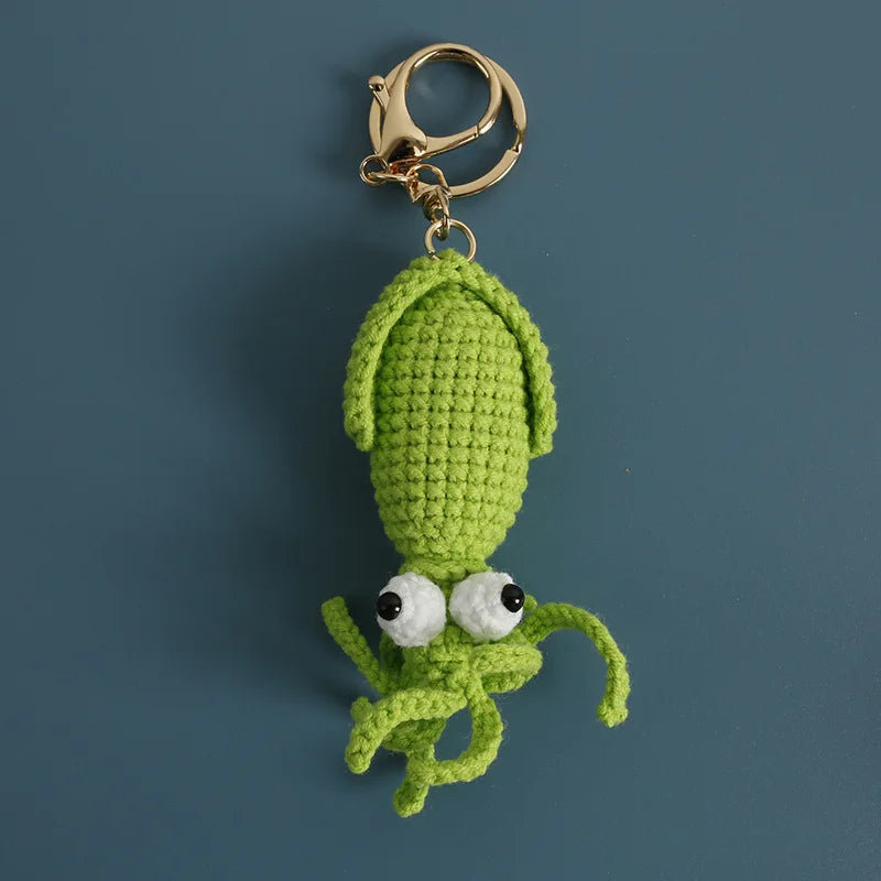 Ocean Series Animal Doll Crochet Keychain Handmaking Knitted Tropical Fish Keyrings Crochet Shark Doll Keychain Custom Accessory