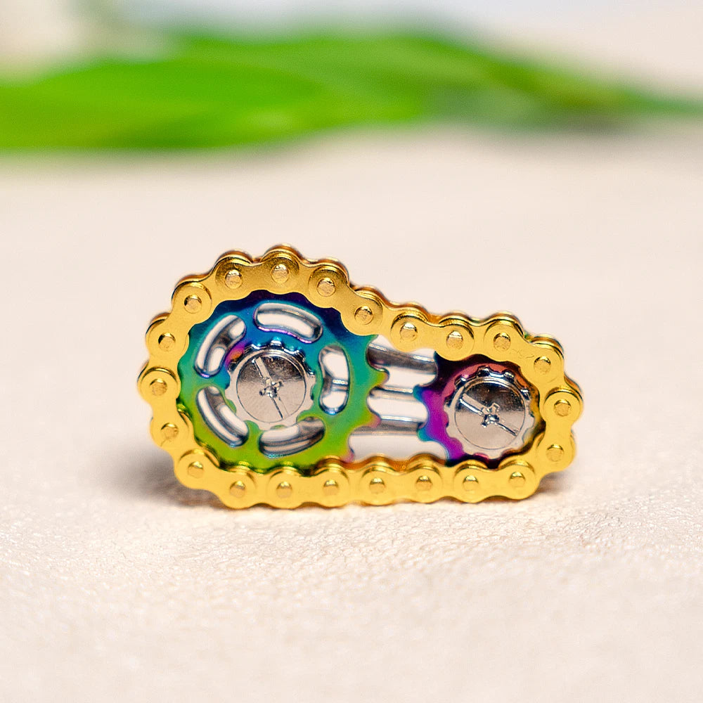 Rainbow Fidget Spinner Zinc Alloy Mechanical Bike Chain Gear Sprocket Flywheel Silent Hand Spinner Iridescent Colorful Stress