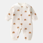 Winter Baby Jumpsuit Long Sleeves and Long Pants Warm Double-faced Fleece Cartoon Design for Boys Girls Bodysuit