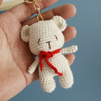 Cute Small Bear Keyrings For Couple Gifts Handmaking Knitted Bear Doll Keychain Animal Doll Crochet Keychain Custom Accessories
