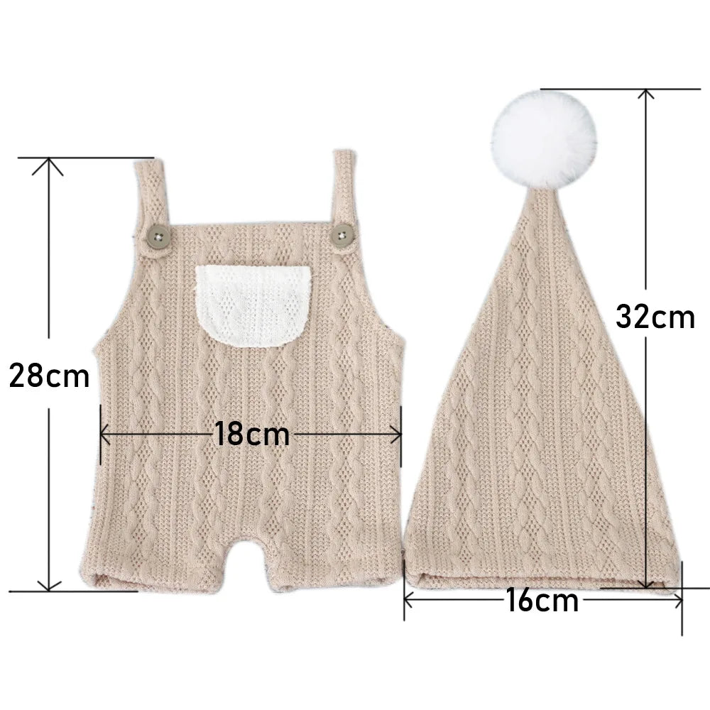 Newborn Photography Props Outfit Hat Baby Romper Bodysuits Outfit Shooting Baby Photo Props Clothing Accessories