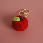 Cute Fruit Series Crochet Keychain Handmaking Knitted Strawberry Keyrings Cute Cherry Keyrings For Bag Pendant Custom Accessory
