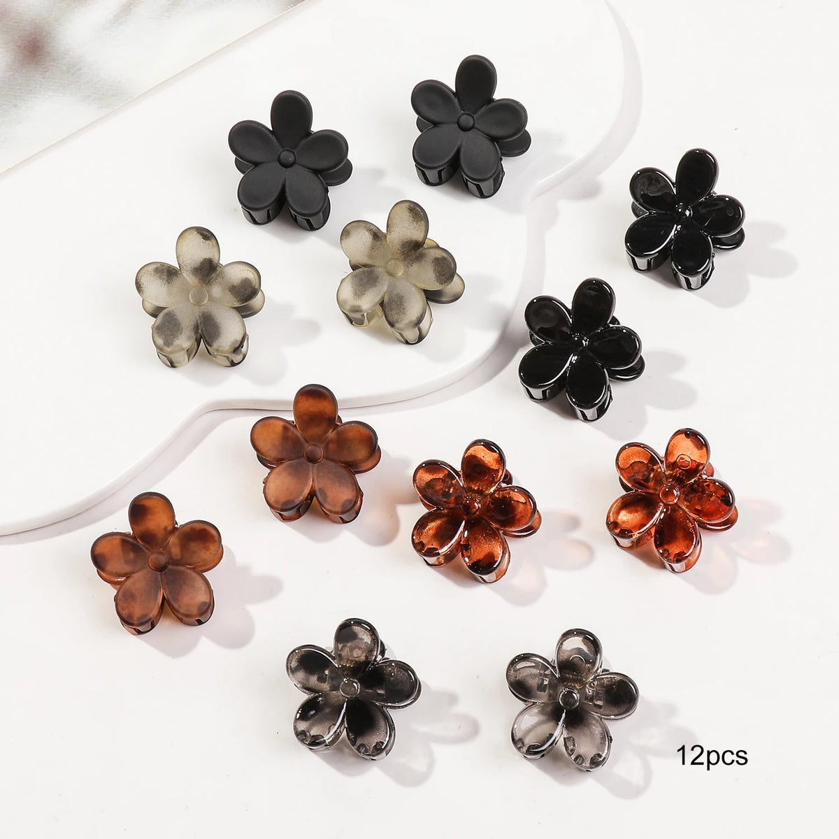 12/24/30Pcs Mini Flower Hair Claw Clips Pack for Women Girl Cute Hair Accessories Creaseless Styling for Bangs Tiny Hair Styling