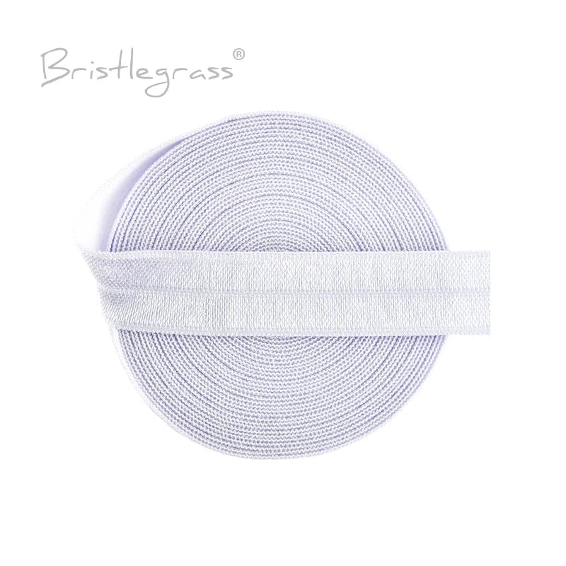 BRISTLEGRASS 2 5 10 Yard 5/8" 15mm Solid FOE Shiny Fold Over Elastic Spandex Satin Band Hair Tie Headband Dress Sewing Lace Trim