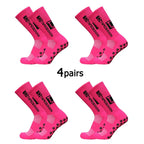 4Pairs/Lot 2024 New ANTI SLIP Tapedesign Football Socks Mid Calf Non-Slip Soccer Sport Cycling Sports Mens Sock EU38-45