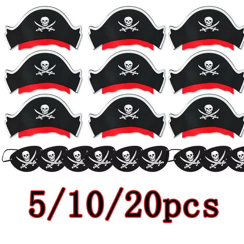 5/10/20pcs Pirate Eye Patches Skeleton Eye Mask Felt One Eye Skeleton Captain Eye Patches for Halloween Pirate Theme Party Decor