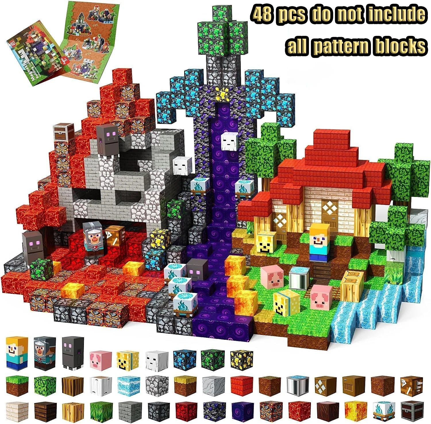 Magnetic Building Blocks Mine World Magnetic Mine Exploration Construction Brick Cube STEM Toy Set Gift for Boy Girl Children