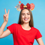 HEROCROSS Cute Stitch Headbands For Girls Sequins Bow Hairband Women Angel Headwear Kids Ears Hair Accessories Carnival Gift